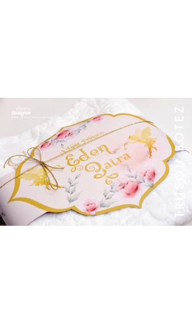 Trusou botez brodat pentru fetite personalizat cu licurici si clopotei, Gradina secreta 6